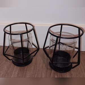 Black Geometric Candle Holders